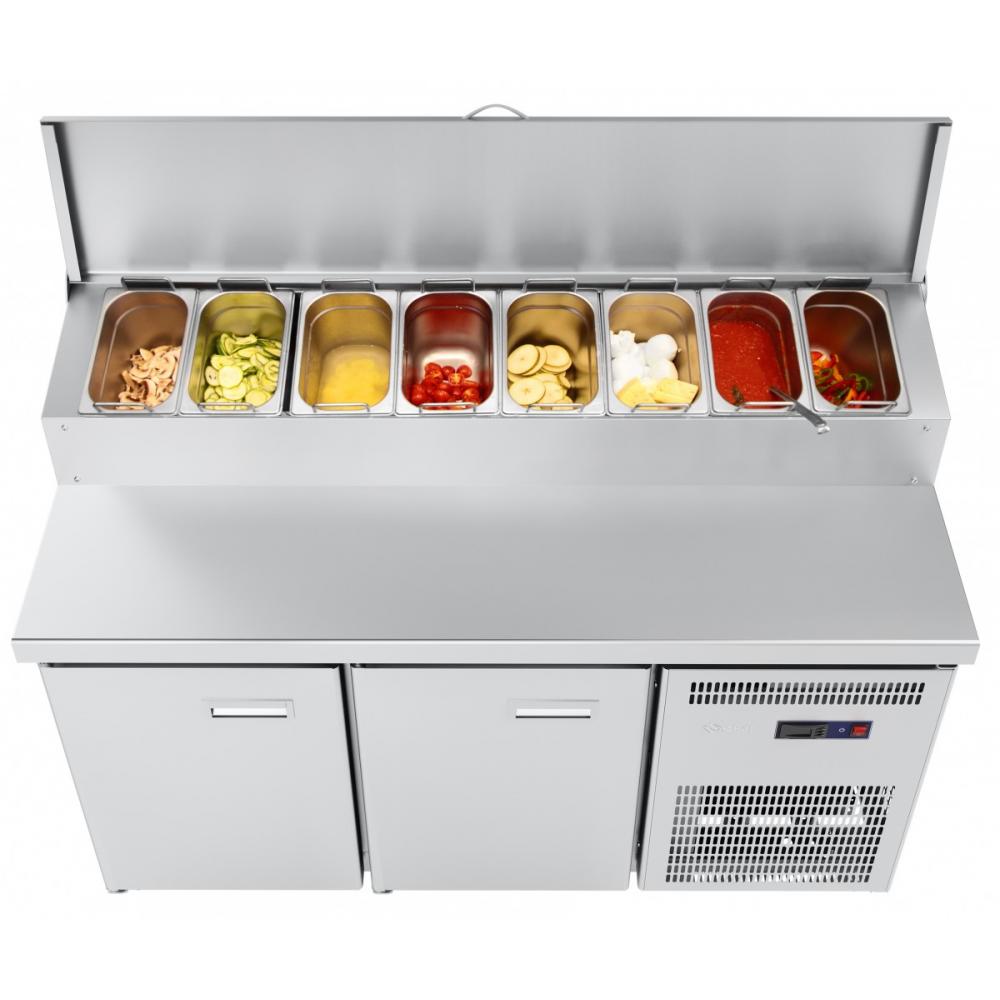 Стол холодильный среднетемпературный ABAT СХС-80-01П для пиццы (2 двери, GN 1/4 - 8 шт)