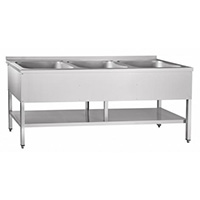 Ванна моечная трехсекционная ABAT ВМП-7-3-6РН (с полкой, вся нерж.)